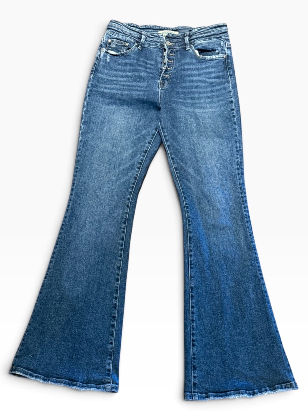 Rockin C Women’s 30 x 33.5 Bell Bottom Flared Jeans with Button Fly